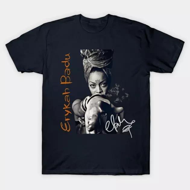 Vtg Erykah Badu Music Star Cotton Black All Size Unisex Tee Shirt LL083, Gift for her, Gift for him, Gift for fan shirt Menswear T-Shirt