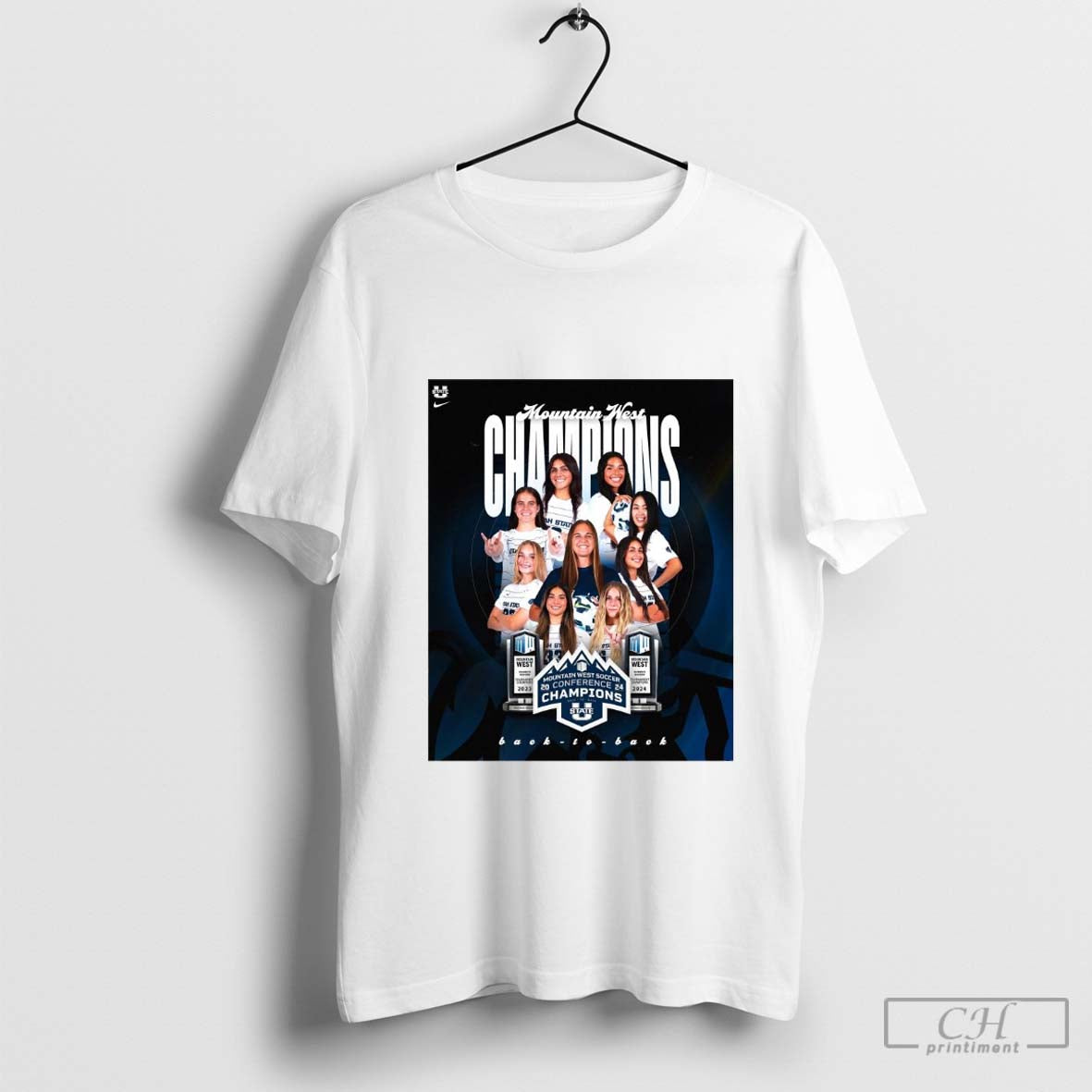 USU Soccer Mountain West Champions Tournament Soccer Conference 2024 Back-To-Back Champs t-shirt