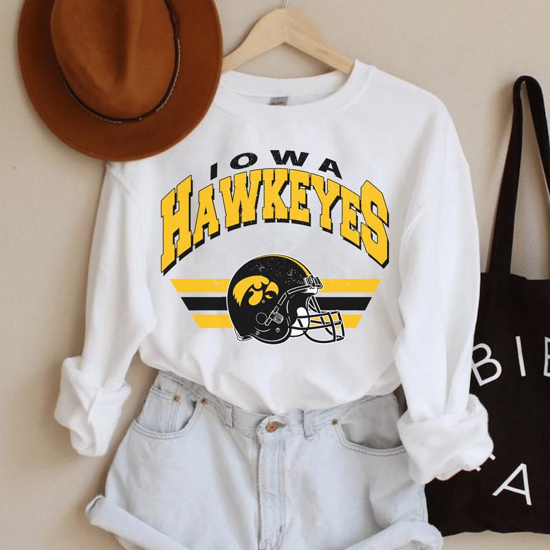 20. University of Iowa Vintage Football Sweatshirt, Hawkeyes Fan Gear, NCAA Game Day Apparel for Sports Enthusiasts
