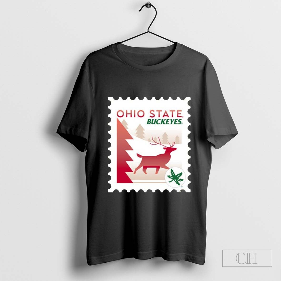 Ohio State Buckeyes Holiday Stamp Cream T-Shirt