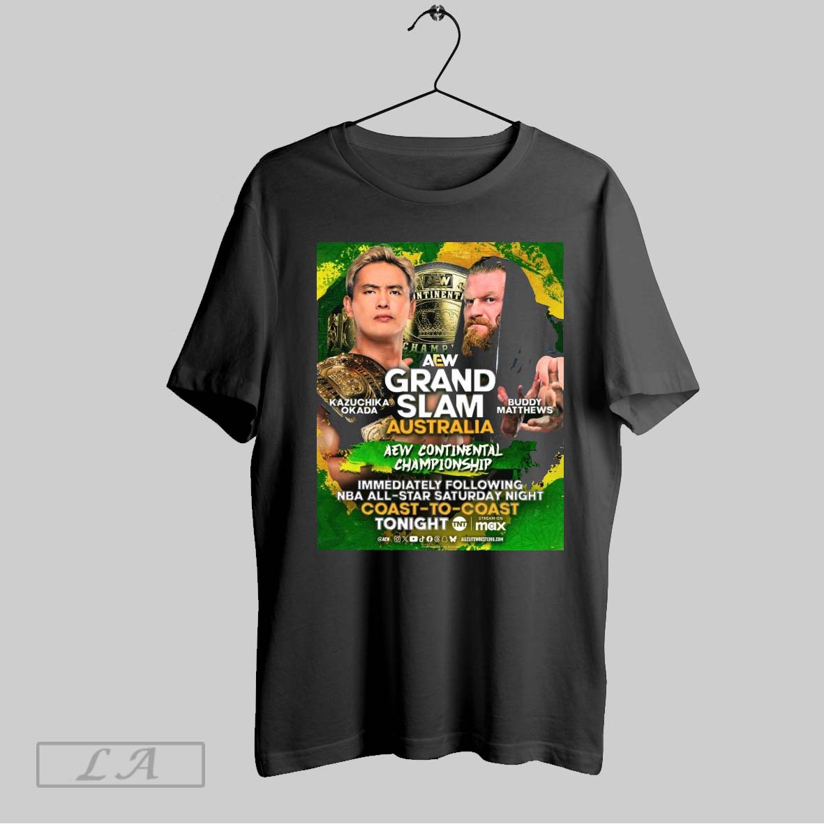 Top Aew Grand Slam Australia Kazuchika Okada Vs Buddy Matthews Aew Continental Championship Tonight Poster T Shirt