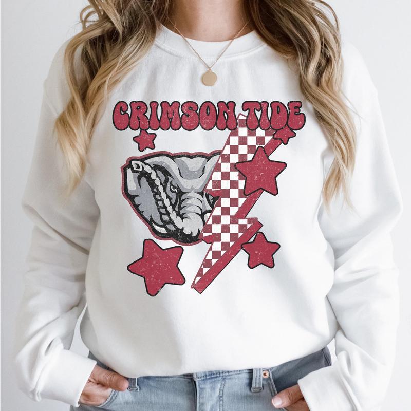 Alabama Crimson Tide Vintage NCAA Sweatshirt, University Alabama Sport Shirt, Classic Gift for Fans, Women, Cotton Comfort Pullover Collection