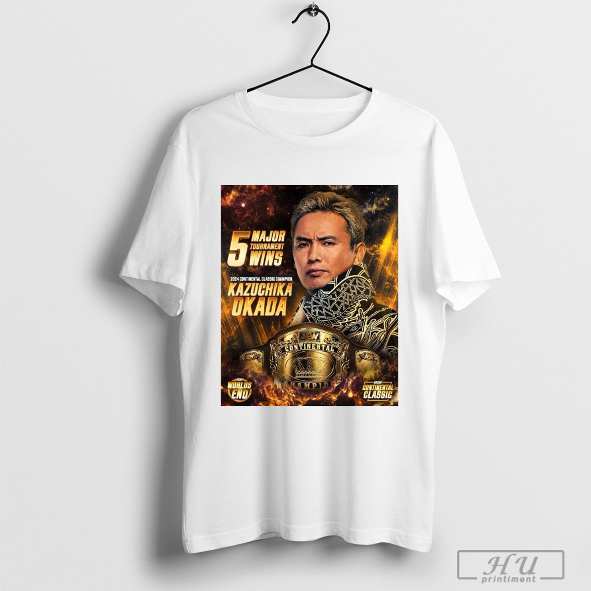 Poster 5 Major Tournament Wins 2024 Continental Classic Champion Kazuchika Okada Aew Worlds End T Shirt