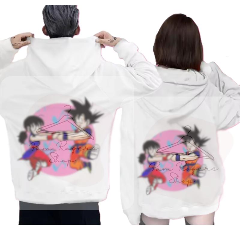 Gokuuu & Chichi Hoodie, Dragon Balll Super Couple Sweatshirt, Romantic Anime Matching Outfit, Cozy Anime Lover Hoodie Gift, Unisex Couple Apparel