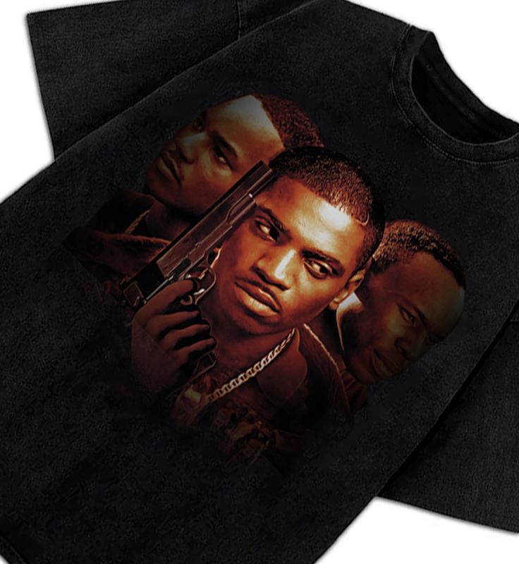 PAID IN FULL Mitch Ace & Rico Oil Paint Style Classic Hood Hip Hop Movie T-Shirt Cotton Menswear