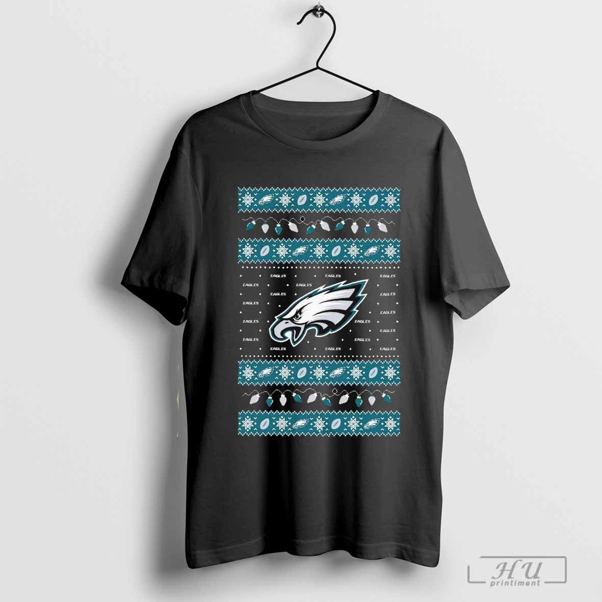 Philadelphia Eagles NFL Holiday Lights Ugly Sweater Christmas 2024 T-shirt