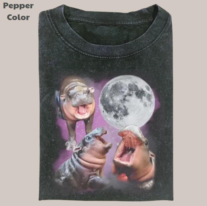 Moo Deng Hippo Vintage Tee, Moo Deng T-Shirt, Meme Cringe Funny Dumb Shirts, Unisex Movie Shirt Menswear Womenswear Streetwear