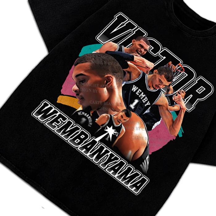 Victor Wembanyama Wemby Space Monstar Jam 90's Vintage Style Retro Custom Graphic Design T-Shirt Crewneck Cotton Menswear Top