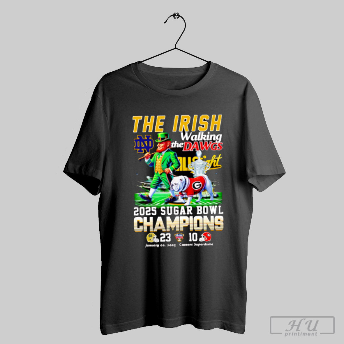 The Irish Walking The Dawgs 2025 Sugar Bowl Champions Mascot T Shirt