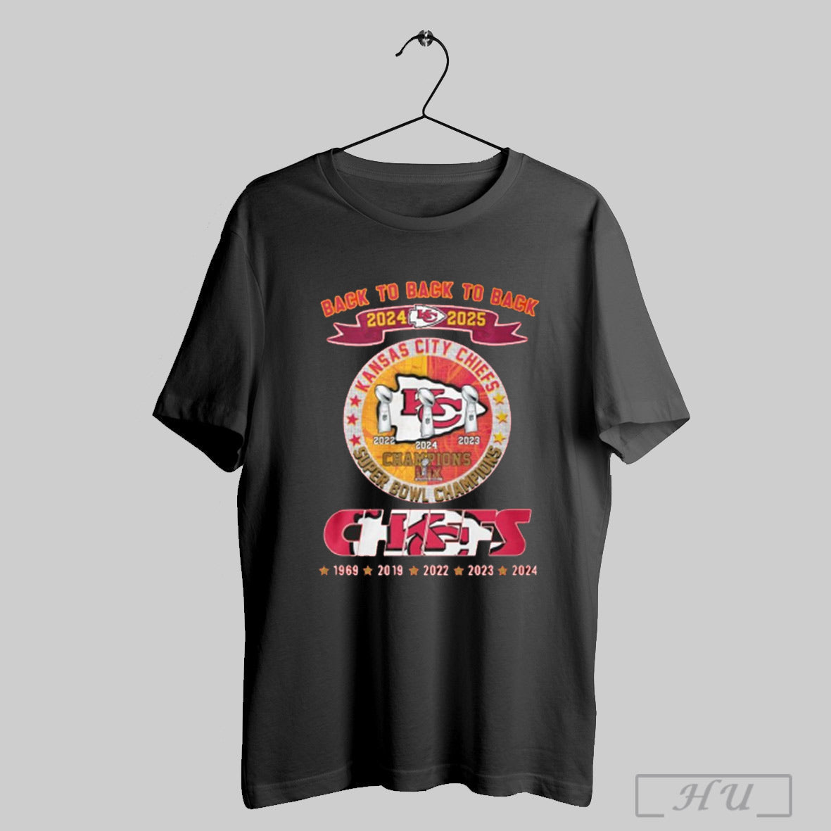 Trendy Back To Back To Back 2024 2025 5x Kansas City Chiefs Nfl Champions Lix Logo Shirt Sweatshirt