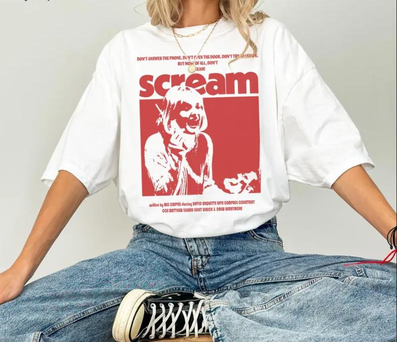 Retro Scream Movie Shirt, scream halloween shirt, scream movie tshirt Cotton Unisex