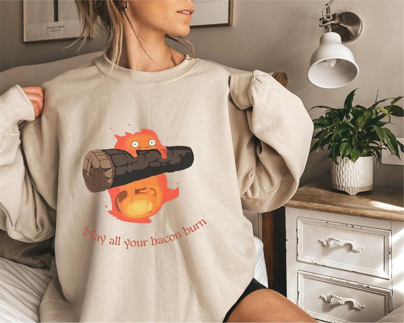 Calcifer Sweatshirt, Studio Ghibli Miyazaki Shirt, Howls Moving Castle Anime Hoodie