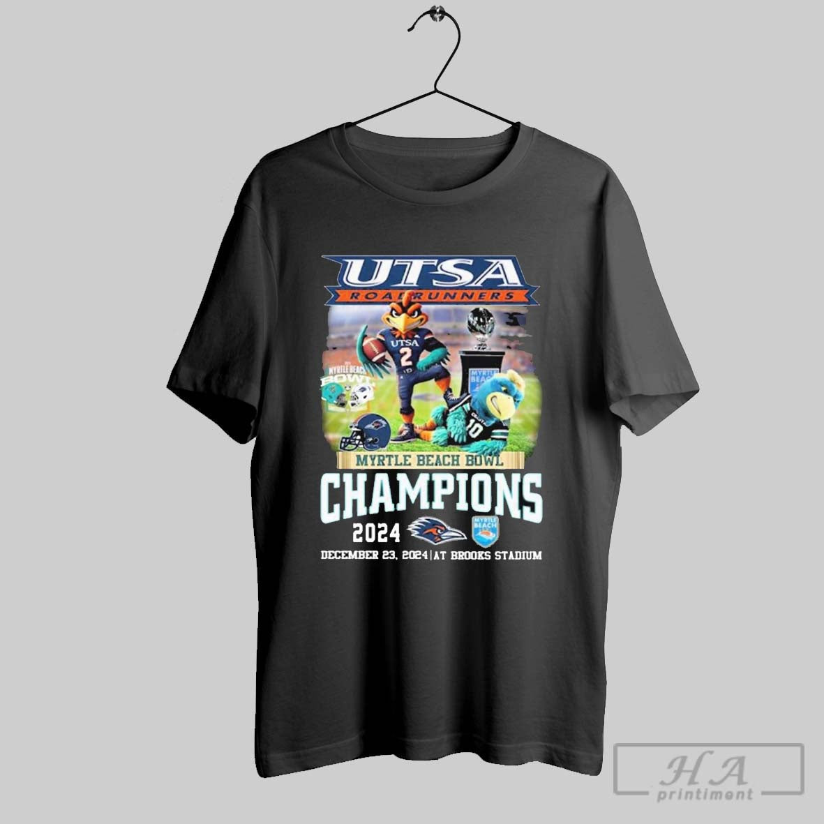 Utsa Roadrunners Win Coastal Carolina Myrtle Beach Bowl Champions Dec 23 2024 At Brooks Stadium T Shirt