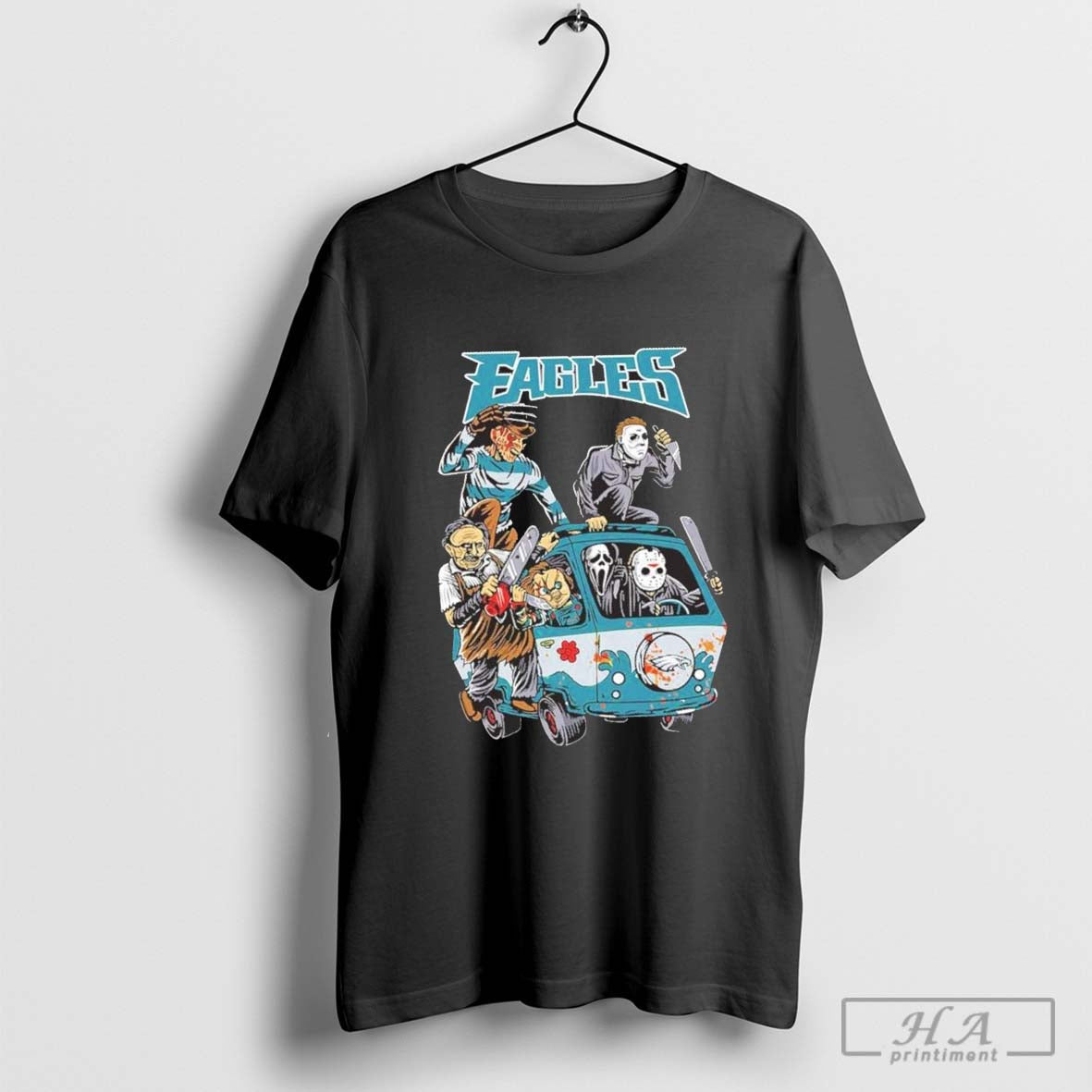 Official Philadelphia Eagles NFL Horror Characters Movie Hippie Halloween T-Shirts