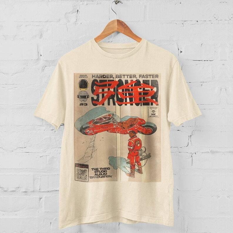 Akira kANYE Stronger Vintage Hip Hop 90s Retro Graphic Tee Comic T-Shirt Unisex All Size Menswear Top