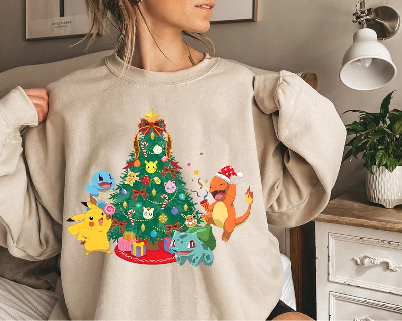 Christmas Pokemon Sweatshirt, Christmas Shirts for Anime Lovers, 90's Pokemon Lovers Christmas SweatShirt, Christmas Gifts For Pokemon Lovers, Pokémon