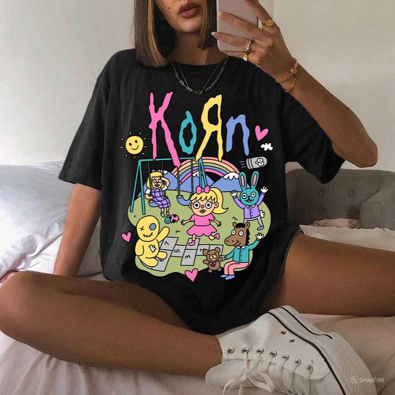 Korn Rainbow T-Shirt - Metal Music Shirt - Freak On a Leash Casual Cotton