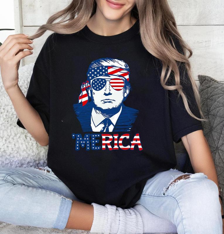 4th of July Comfort Colors T-Shirt, Trump 'Merica Shirt, Trump Shirt, American Shirt, 4th of July party, Independence Day, Patriotic tee