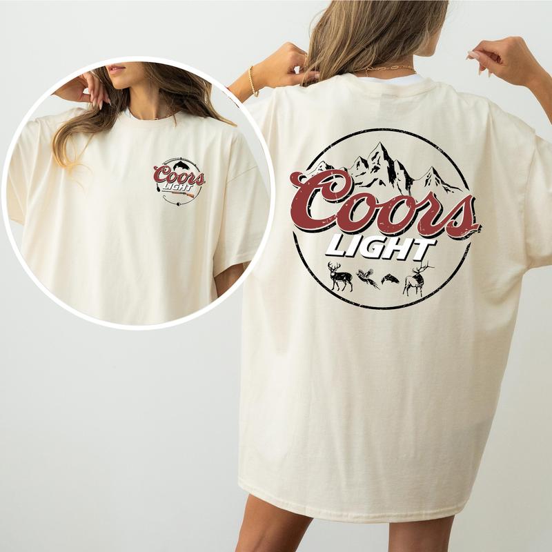 Vintage Coors Light Hunting Shirt 2-Sided, Coors Light Beer Graphic Printed Tee, Pheasant Deer Hunting Tshirt, Retro Outdoor Fishing Shirt, Soft Cotto