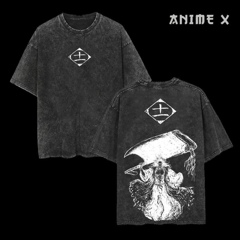 2 Sided Bleach Anime Kenpachi Zaraki Retro Vintage Oversized Heavy Limited Squads 11 Tee Double Printed Washed Unisex, T-Shirt, Sweatshirt, Hoodie, Co
