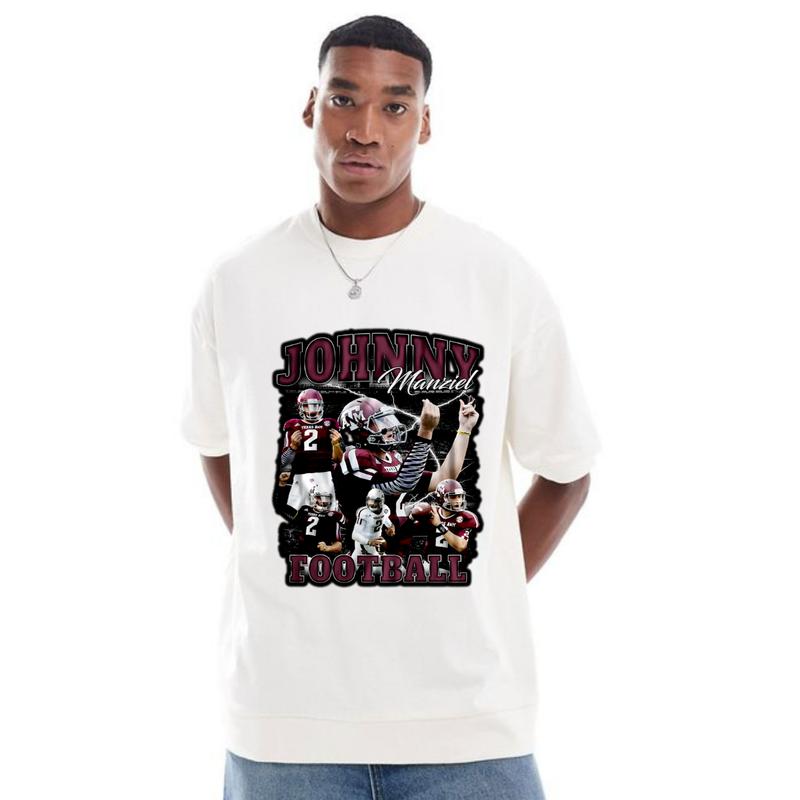 Vintage 90s Graphic Style Johnny Manziel FootBall T-Shirt Unisex Menswear Casual Soft Streetwear Underwear Top Shortsleeve Tshirt Tropical