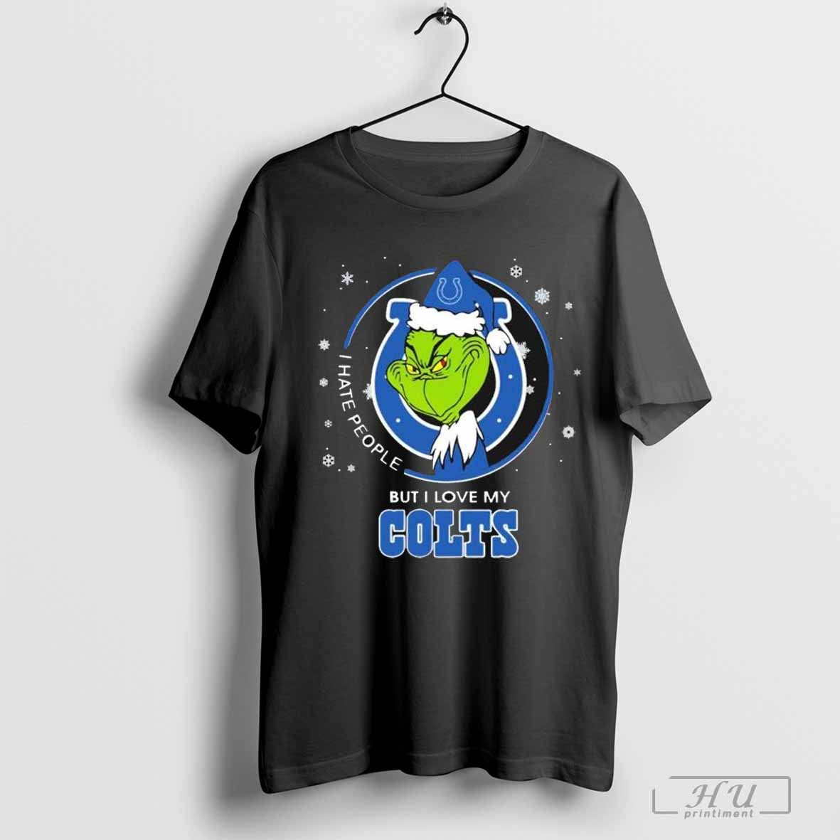 The Grinch I Hate People But I Love My Indianapolis Colts Christmas Holiday T-Shirt
