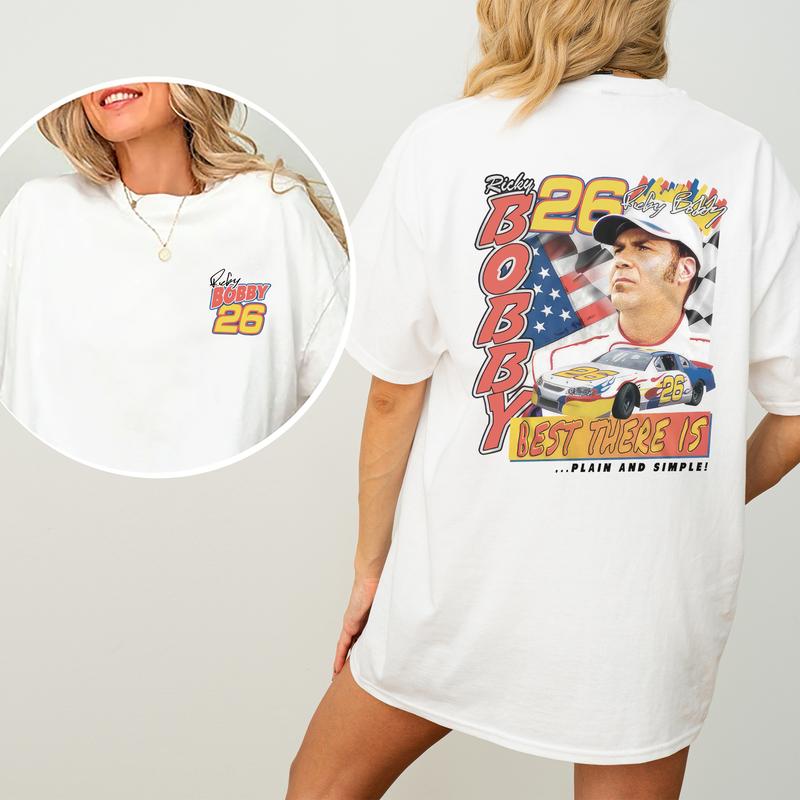 Vintage Talladega Nights Graphic 2-Sided Shirt, Comfort Clothing, Soft Cotton Fabric Tshirt, Printed Women's Tops, Casual Womenswear