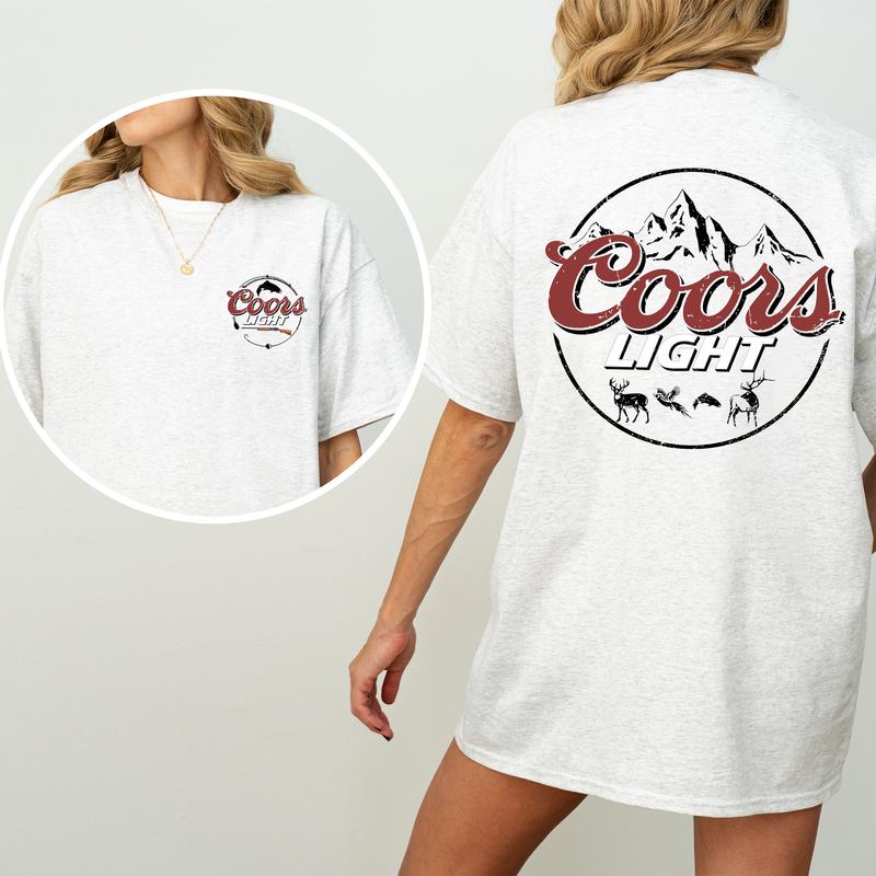 Vintage Coors Light Hunting Shirt 2-Sided, Coors Light Beer Graphic Printed Tee, Pheasant Deer Hunting Tshirt, Retro Outdoor Fishing Shirt, Soft Cotto