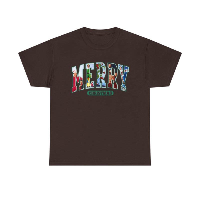 Merry Christmas Unisex Heavy Cotton Tee - Santa Claus Shirt - Elf Shirt - Home Alone - National Lampoon's Christmas Vacation - Christmas Movie Shirt -