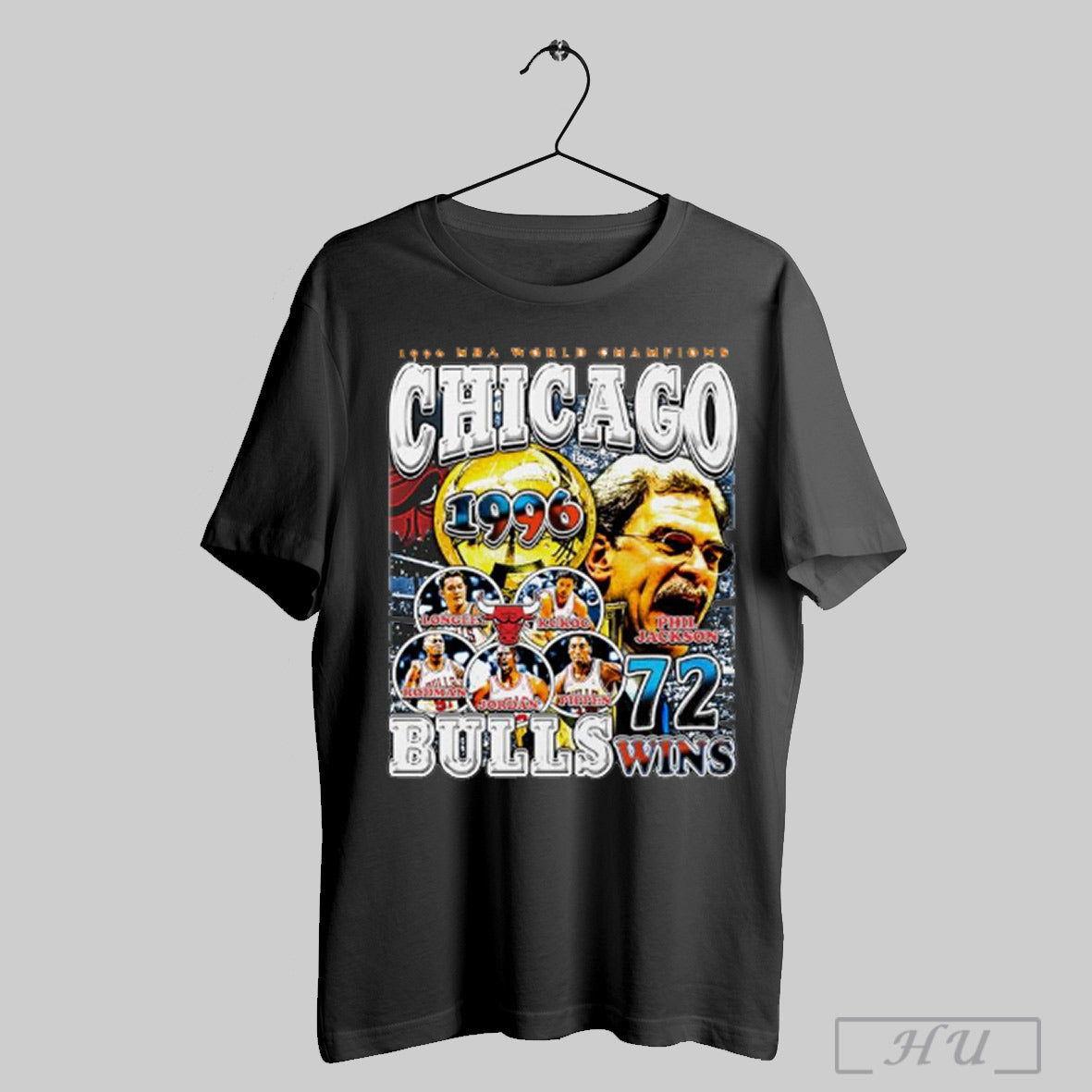 Trendy Chicago Bulls Longley Kukoc Phil Jackson Rodman Jordan Pippen 1996 Nba World Champions Shirt