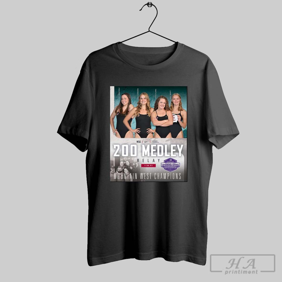 Wsu Cougar Swimming Rauchholz Lundgren Lewis And Revitt 200 Medley Relay Mountain West Champions Poster T Shirt