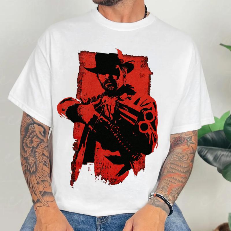 Red Arthur Morgan Vintage T-Shirt, Arthur Morgan Red Dad Redemption Shirt, Gift For Movies Lovers Casual Clothing Fabric  Sweatshirts Womenswear