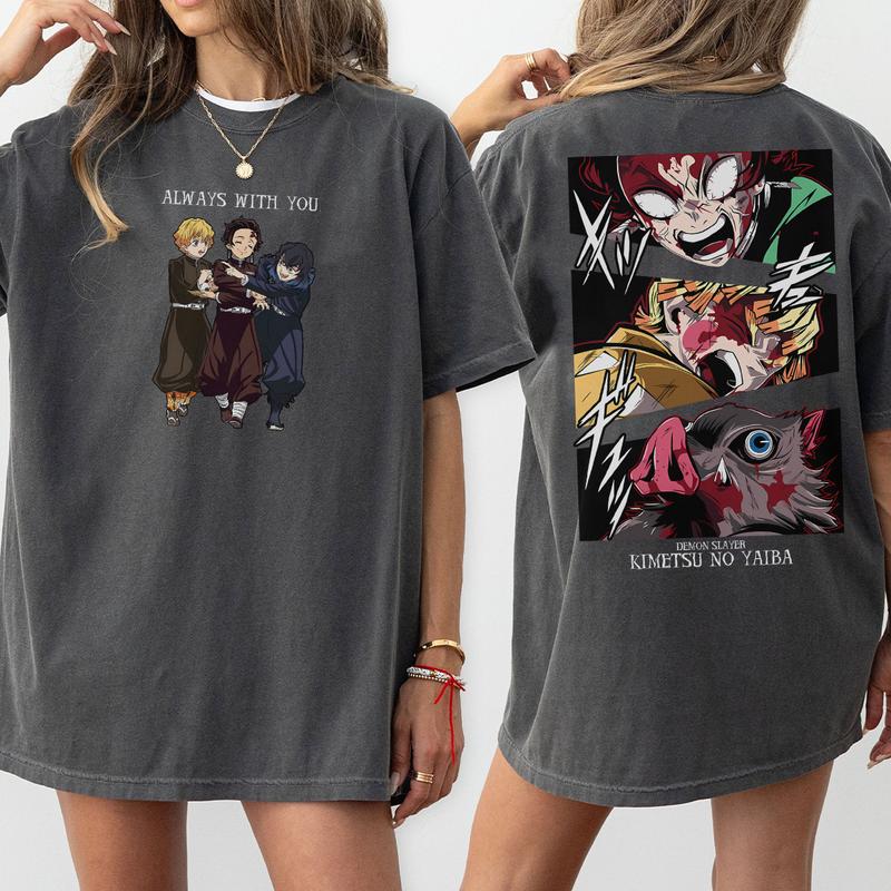 Always with you Tanjiro Inosuke Zenitsu shirt, Demon Slayer t-shirt, Kimetsu no Yaiba Shirt, Anime sweatshirt hoodie, Anime lover t-shirt Menswear