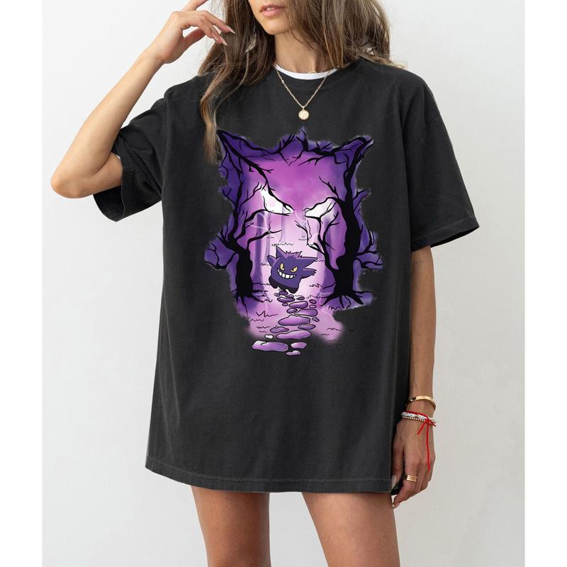 Gengar Sweatshirt, Monster Ghost Shirt, Kaiju Themed Shirts, Gengar Gift Japanese Anime Shirt, Dark Ghost Kaiju Japanese Style SWEATSHIRTS  Pokemon Sw