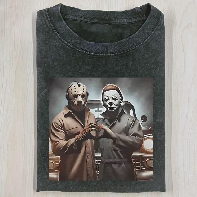 VINTAGE JASON AND MICHAEL HALLOWEEN T-SHIRT, Horror Movie Shirt, Horror Character, Funny Halloween Shirt, Unisex T-Shirt, Gift For Men Women