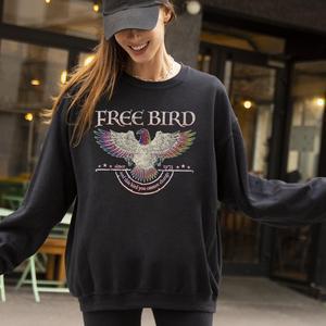 Free Bird, Band, Old School Band, Retro Music, Rock Band Sweatshirt, Women's Crew Neck, Crewneck Casual Comfort Comfortable Graphic Casual Comfort Wom