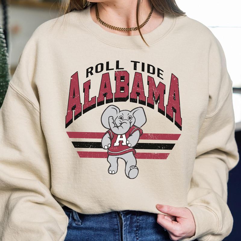 Alabama Crimson Tide Vintage  Football NCAA Sweatshirt, Vintage Sweatshirt NCAA, Classic Sport Sweatshirt, Gifts For Football Fan Sport