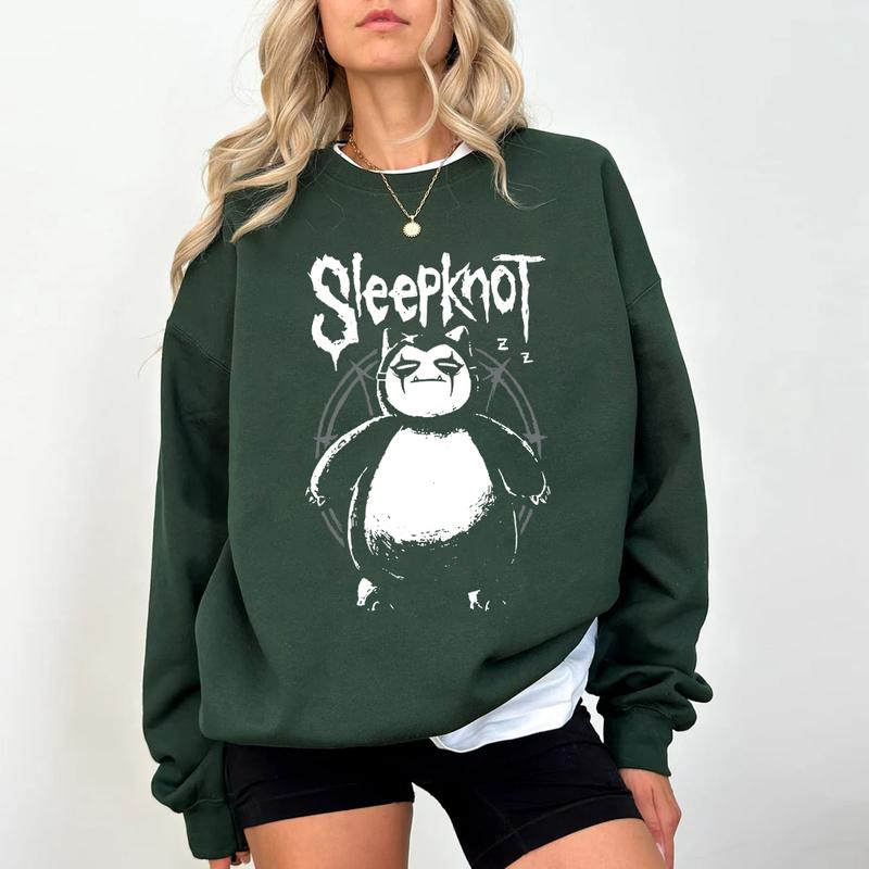Pocket Monsters Anime T-shirt Sweatshirt Hoodie, Snorlax Sleepknot Graphic Tee, Anime & Manga Gifts, Snorlax Sweatshirt, Anime Sweater, Pokemon Shirt