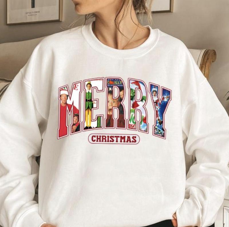 Merry Christmas 90s Movies ShirtSweatshirtHoodie, Retro Crewneck, For Girlfriend, Cotton, Print Tee
