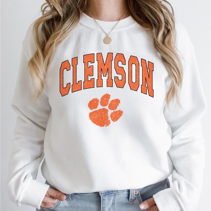26. Clemson Tigers NCAA Vintage Football Sweatshirt, University Sports Team Gear, Cotton Sweater Gift for Men and Women