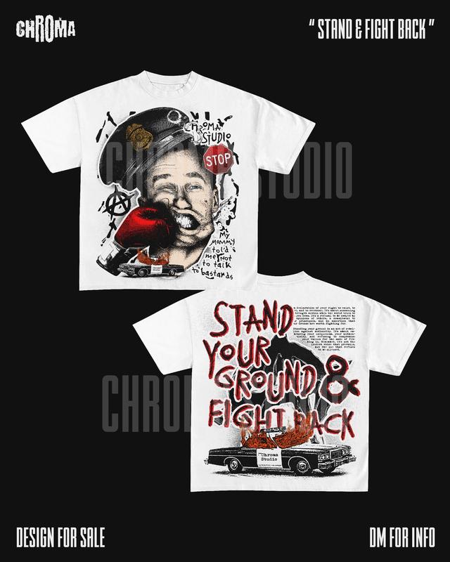 Y2K Graphic Stand & Fight Back Personalize Printed Tshirt Casual Cotton graphic  hoodies