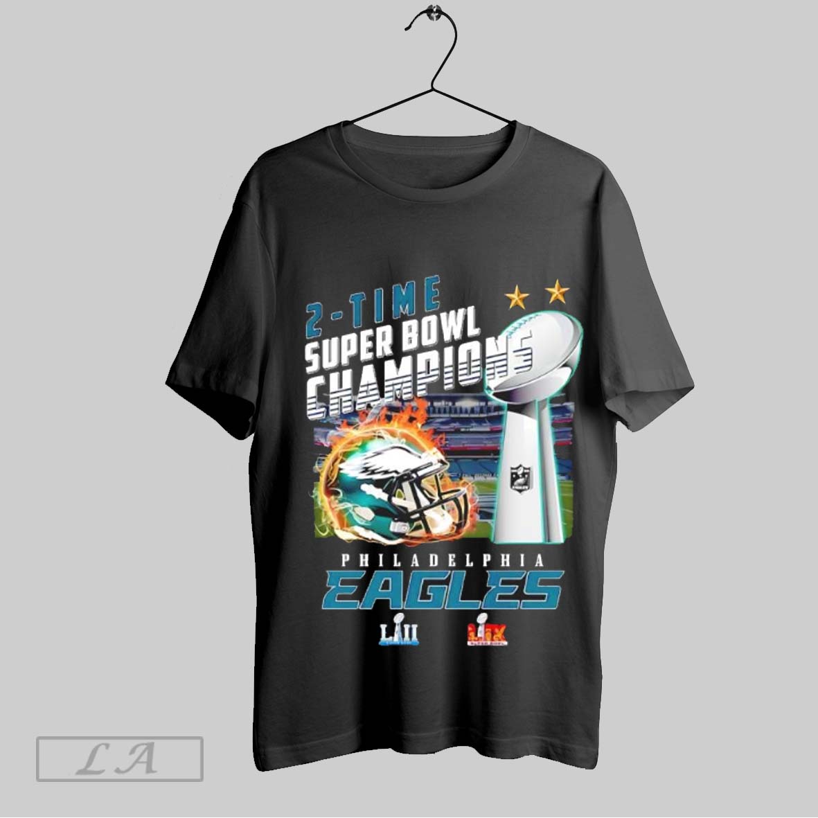 Top 2 Time Super Bowl Champions Philadelphia Eagles Lii Lix Super Bowl Trophy Sweatshirt T Shirt
