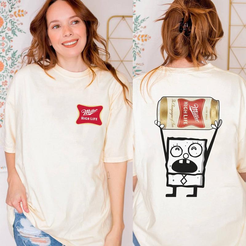 Miller High Life Drink Est 1903 Shirt, Doodlebob Character Movie Tshirt, Beer, Drinking Lover, Funny Shirt