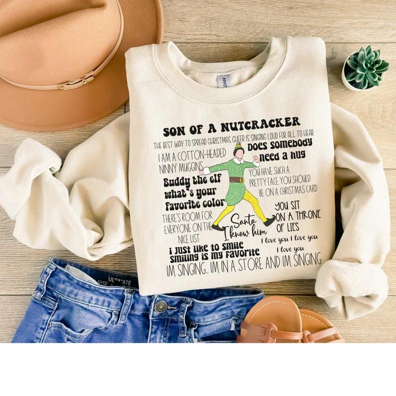 Christmas Elf Sweatshirt, Elf sweatshirt, Holiday Crewneck, Christmas Movie Sweaters Classic Fabric