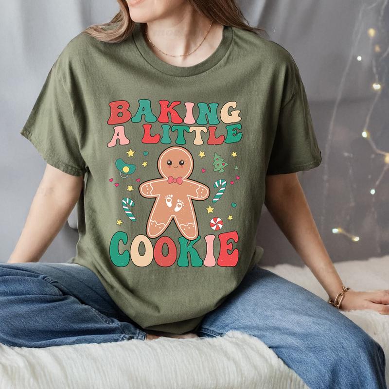 Cozy Holiday Maternity Wear - Baking a Little Cookie Pregnancy Announcement Sweatshirt for Women - Fabric, Cotton