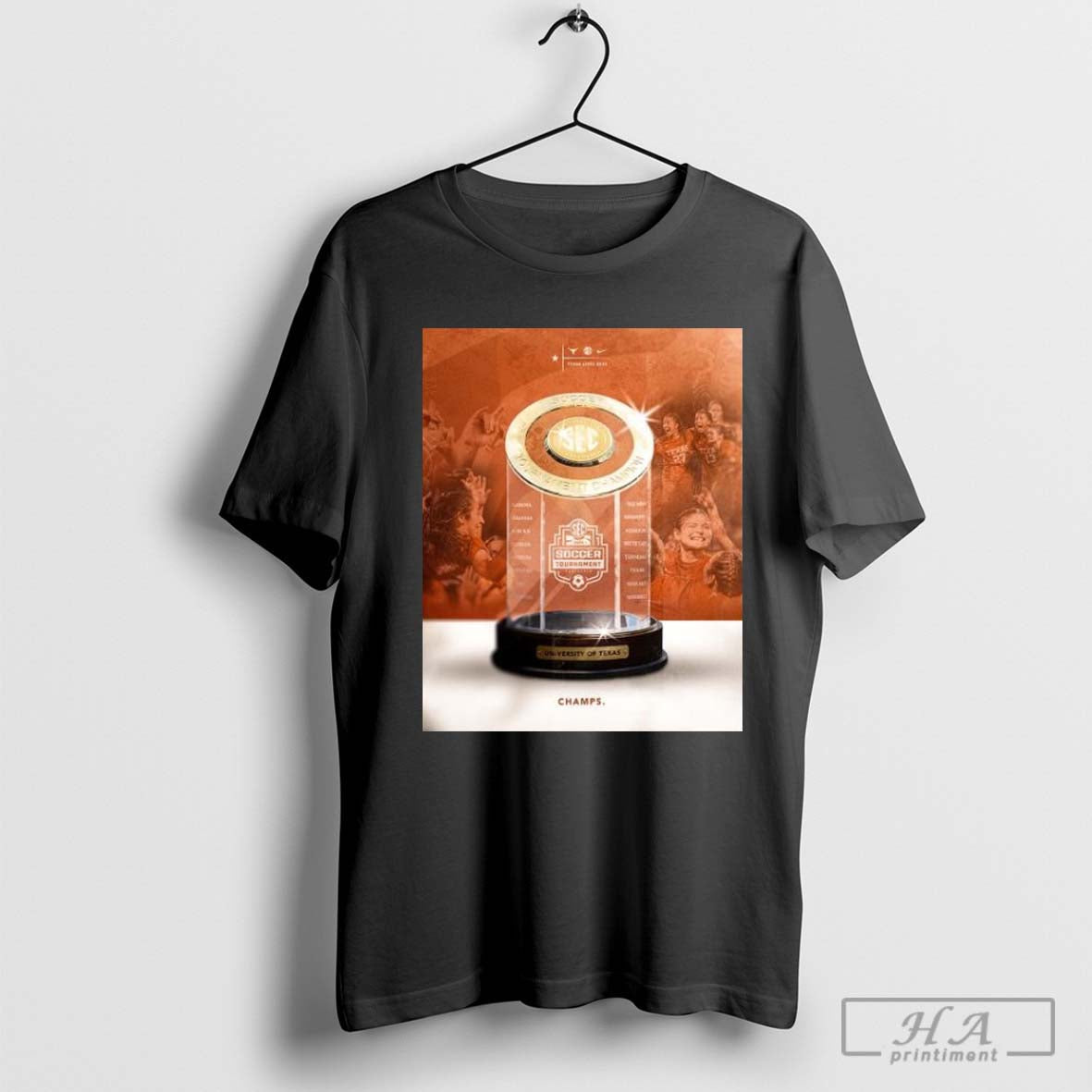 Texas Soccer 2024 SEC Womenâ€™s Tournament Champions Trophy Hook Em shirt