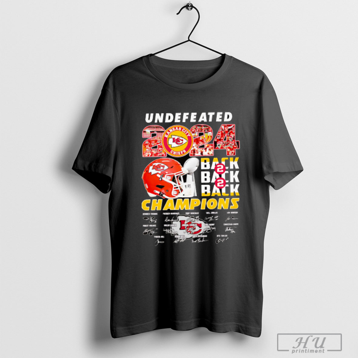 Trendy Undefeated 2024 Back 2 Back Champions Kansas City Chiefs Signatures T Shirt