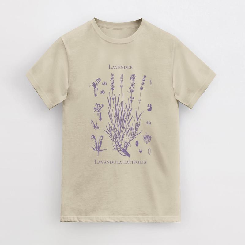 Vintage Lavender 90s Graphic T-Shirt, Retro Lavender Unisex Adult Shirt, Wildflowers Nature Shirt, Botanical Shirt, Relaxed Cotton Shirt