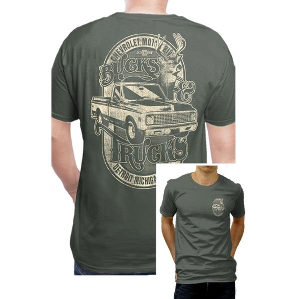 2 Sides - Chevrolet Bucks & Trucks T-Shirt - Vintage Cotton Crewneck Graphic Fan Tee