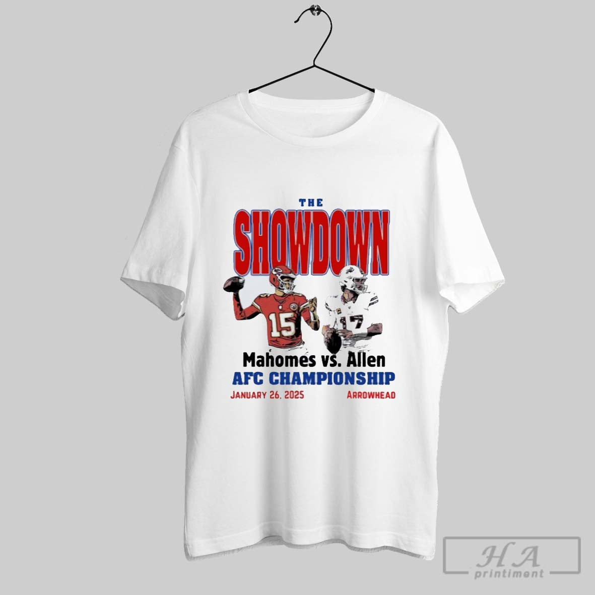 The Showdown Number 15 Mahomes And Number 17 Allen Afc Championship January 26 2025 Arrowhead T Shirts